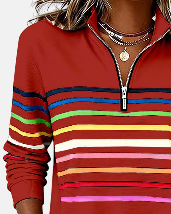 IVY™ | Striped Zip Sweatshirt