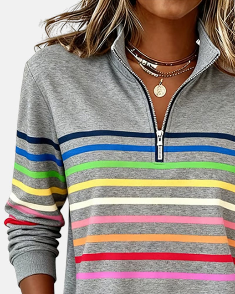 IVY™ | Striped Zip Sweatshirt