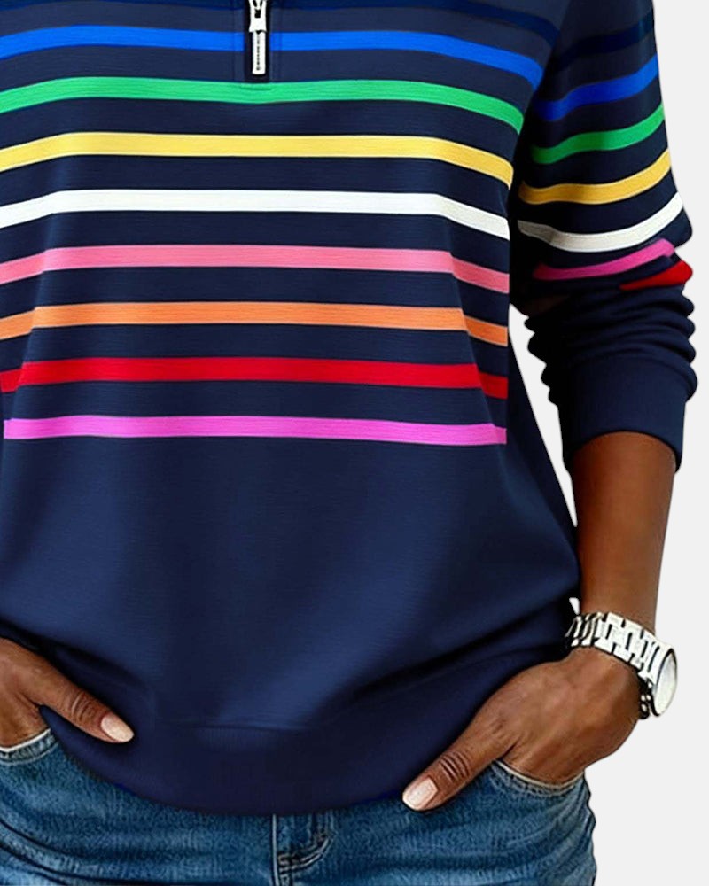 IVY™ | Striped Zip Sweatshirt