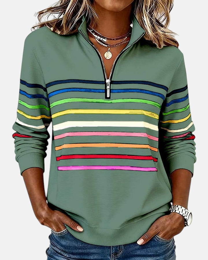 IVY™ | Striped Zip Sweatshirt