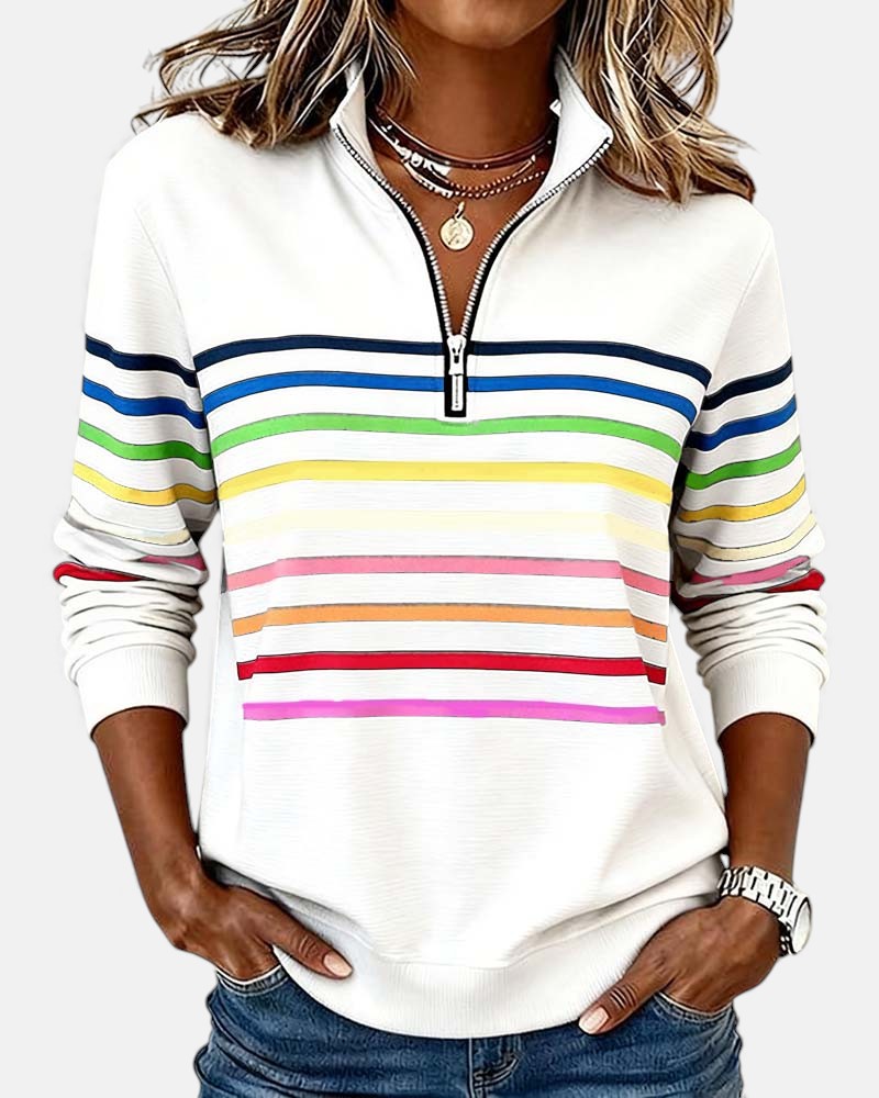 IVY™ | Striped Zip Sweatshirt