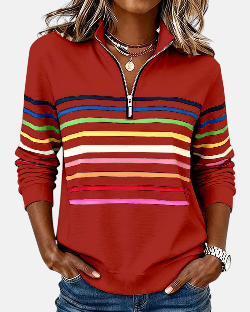 IVY™ | Striped Zip Sweatshirt