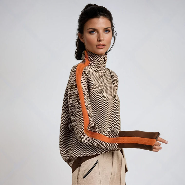 Amelia | Turtleneck Jumper with Bold Contrasting Stripes