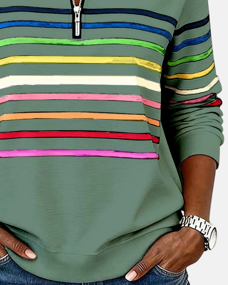 IVY™ | Striped Zip Sweatshirt