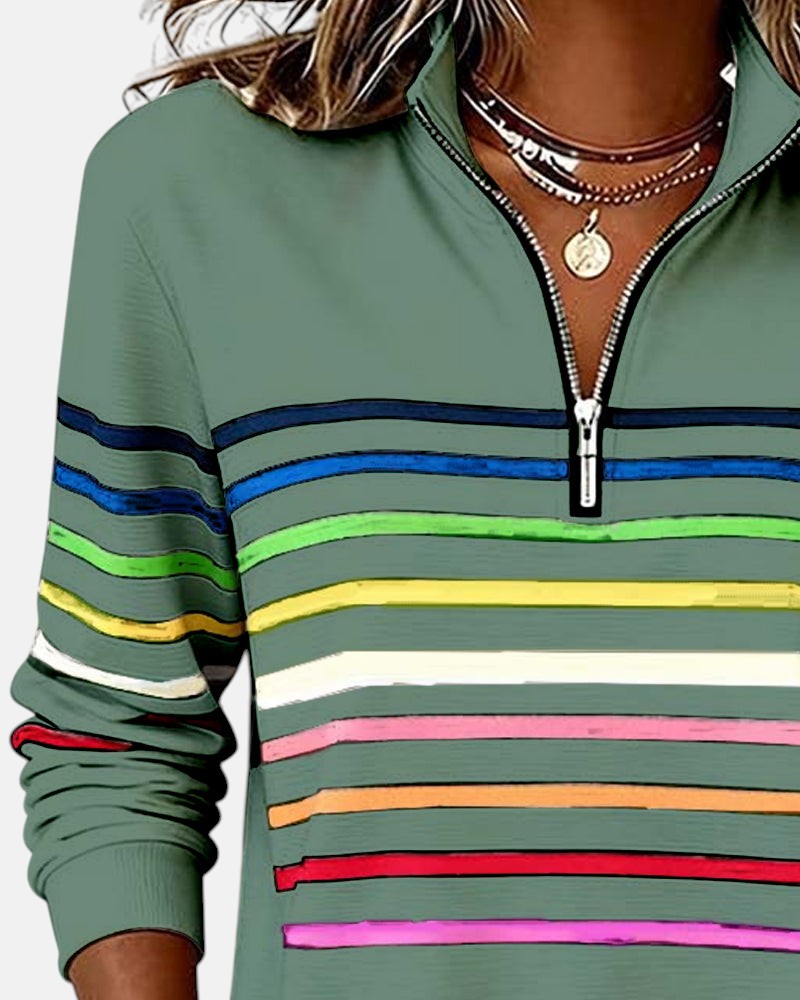 IVY™ | Striped Zip Sweatshirt