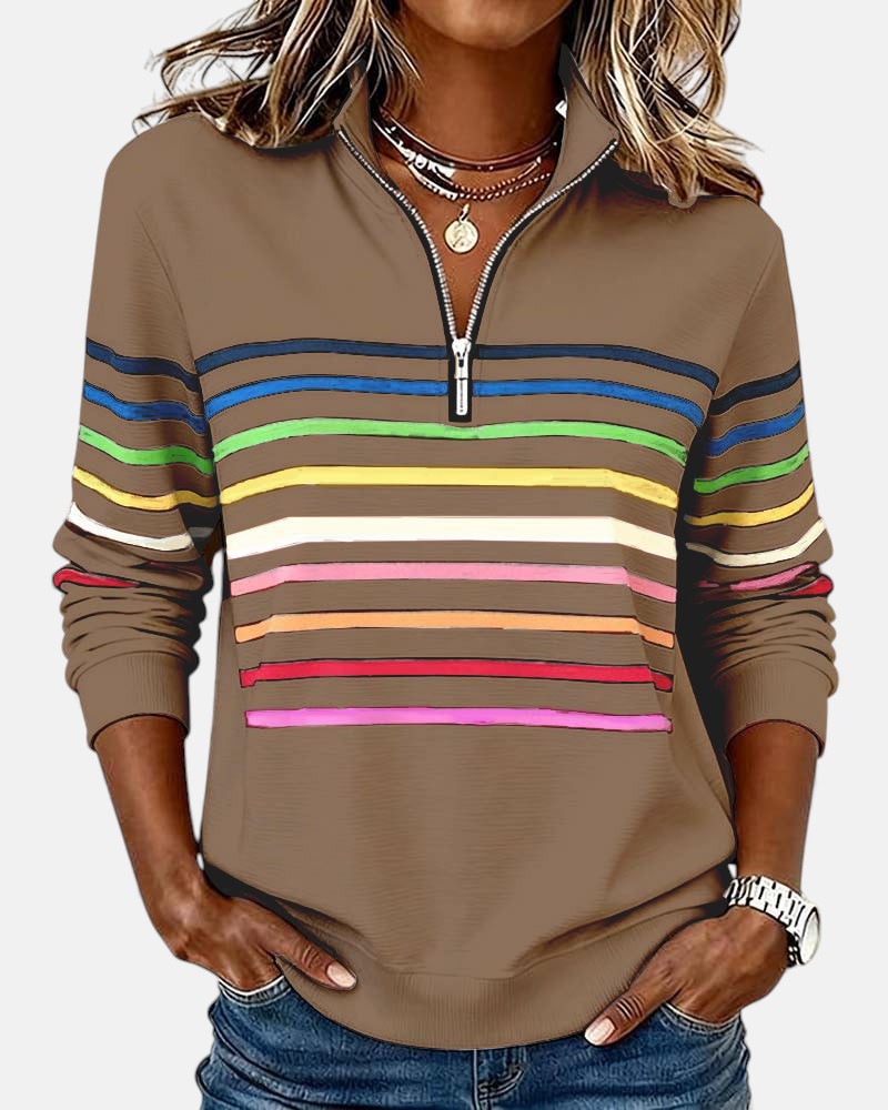 IVY™ | Striped Zip Sweatshirt
